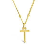 Sterling Silver Initial Necklace with Beaded Chain