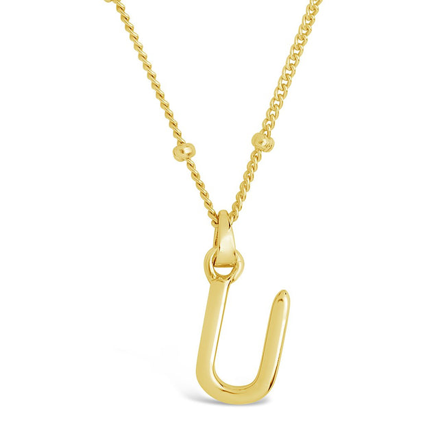 Sterling Silver Initial Necklace with Beaded Chain