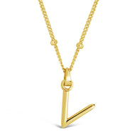 Sterling Silver Initial Necklace with Beaded Chain