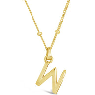 Sterling Silver Initial Necklace with Beaded Chain