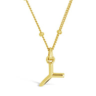 Sterling Silver Initial Necklace with Beaded Chain