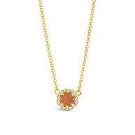 CZ Bezel Rose Petal Pendant Necklace