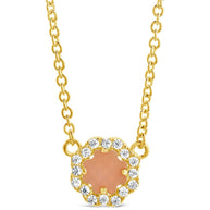 CZ Bezel Rose Petal Pendant Necklace