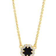 CZ Bezel Rose Petal Pendant Necklace