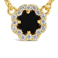 CZ Bezel Rose Petal Pendant Necklace