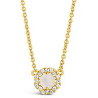 CZ Bezel Rose Petal Pendant Necklace