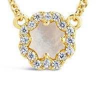 CZ Bezel Rose Petal Pendant Necklace