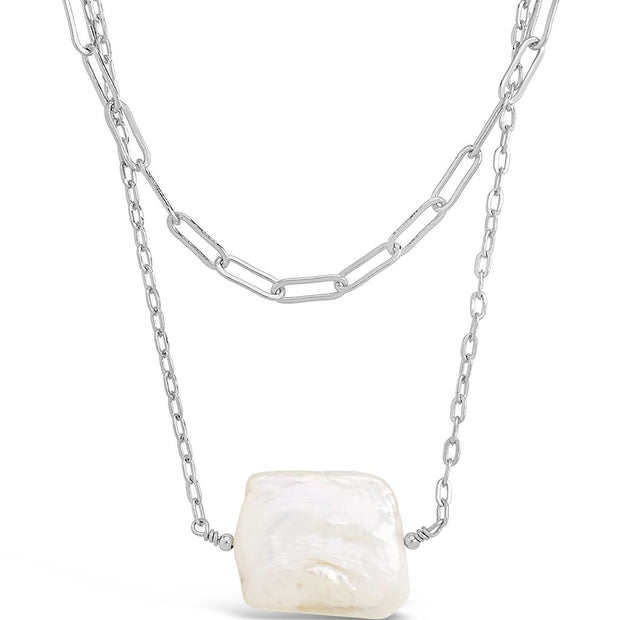 Chain Link and Pearl Layered Necklace