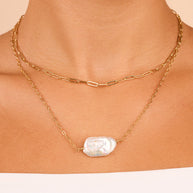 Chain Link and Pearl Layered Necklace