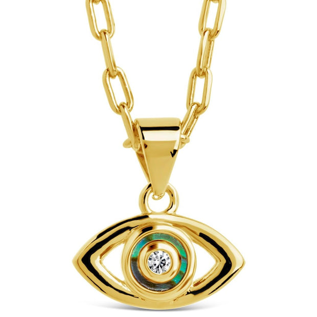 Leidy CZ & Mother of Pearl Evil Eye Pendant Necklace
