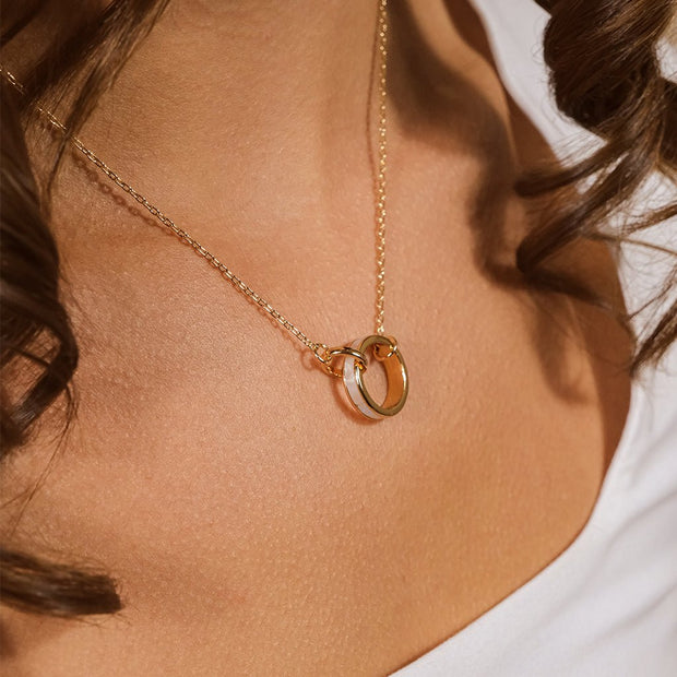 Mishel Mother of Pearl Interlocking Circles Pendant Necklace