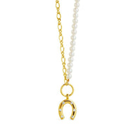 Elva Pearl CZ Horseshoe Necklace