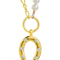 Elva Pearl CZ Horseshoe Necklace