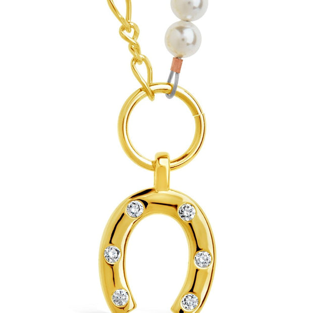 Elva Pearl CZ Horseshoe Necklace