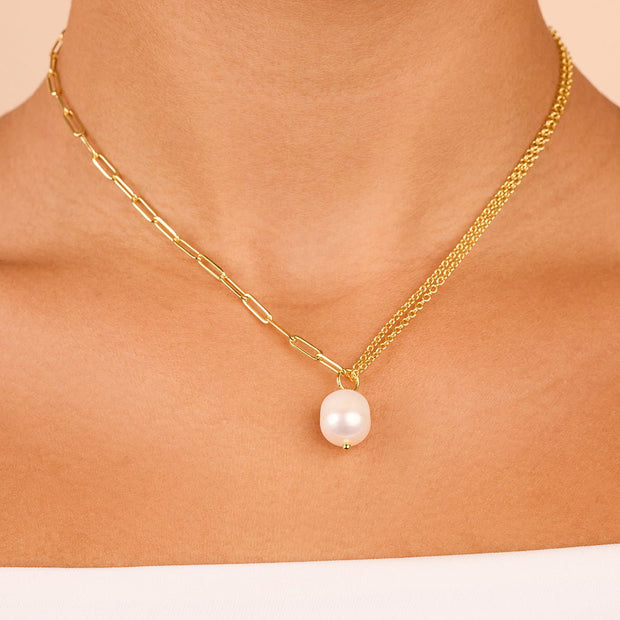 River Pearl Drop Chain Necklace