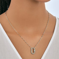 Pave CZ Carabiner Lock Necklace