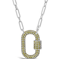 Pave CZ Carabiner Lock Necklace