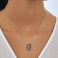 Pave CZ Carabiner Lock Necklace