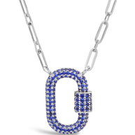 Pave CZ Carabiner Lock Necklace