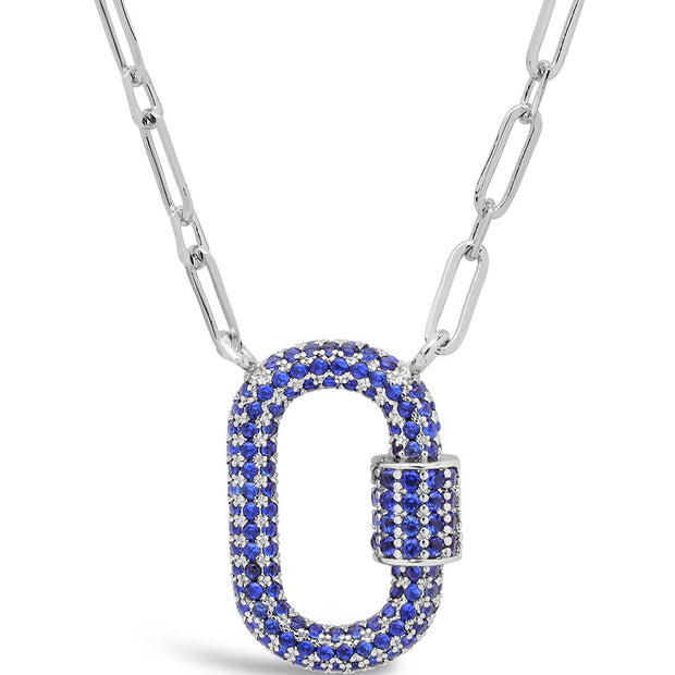 Pave CZ Carabiner Lock Necklace