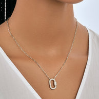Pave CZ Carabiner Lock Necklace