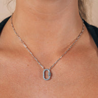 Pave CZ Carabiner Lock Necklace
