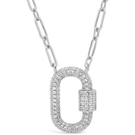 Pave CZ Carabiner Lock Necklace