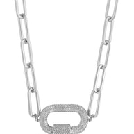 Pave CZ Carabiner Linked Lock Necklace
