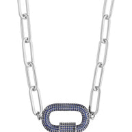 Pave CZ Carabiner Linked Lock Necklace