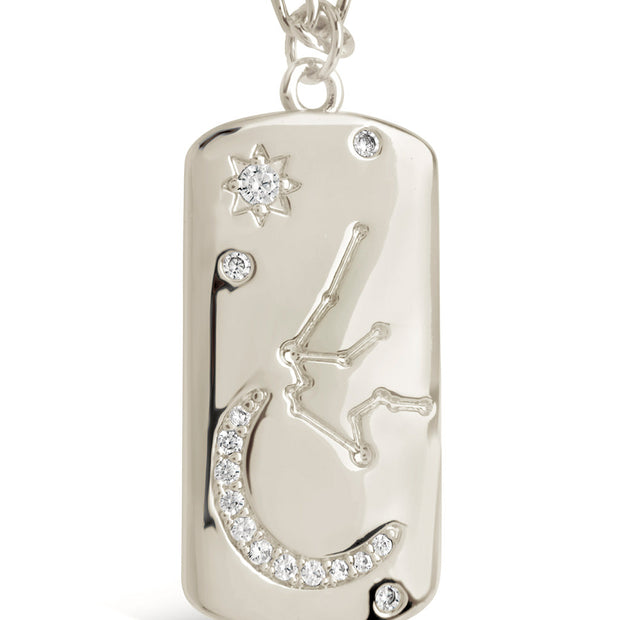 CZ Constellation Dog Tag Pendant Necklace
