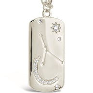 CZ Constellation Dog Tag Pendant Necklace