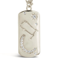 CZ Constellation Dog Tag Pendant Necklace