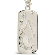 CZ Constellation Dog Tag Pendant Necklace