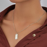 CZ Constellation Dog Tag Pendant Necklace