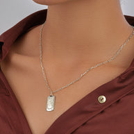 CZ Constellation Dog Tag Pendant Necklace