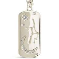 CZ Constellation Dog Tag Pendant Necklace
