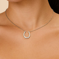 CZ Horseshoe Pendant Necklace