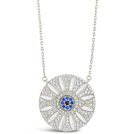 CZ Evil Eye & Enamel Petal Pendant Necklace