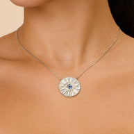 CZ Evil Eye & Enamel Petal Pendant Necklace