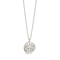 Mahana CZ Evil Eye Disk Necklace
