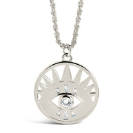 Mahana CZ Evil Eye Disk Necklace