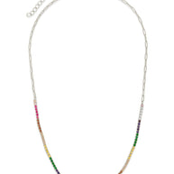 Maria Chain & Rainbow CZ Tennis Necklace