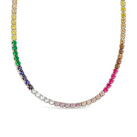 Maria Chain & Rainbow CZ Tennis Necklace