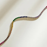 Maria Chain & Rainbow CZ Tennis Necklace