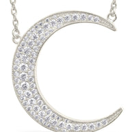 Stationed CZ Crescent Pendant Necklace