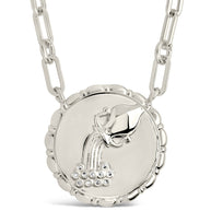 Bold CZ Zodiac Link Pendant Necklace