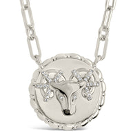 Bold CZ Zodiac Link Pendant Necklace