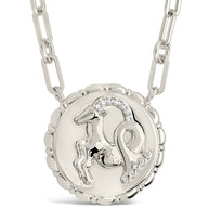 Bold CZ Zodiac Link Pendant Necklace