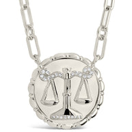 Bold CZ Zodiac Link Pendant Necklace