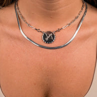 Bold Link Zodiac Necklace & Herringbone Chain Necklace Set